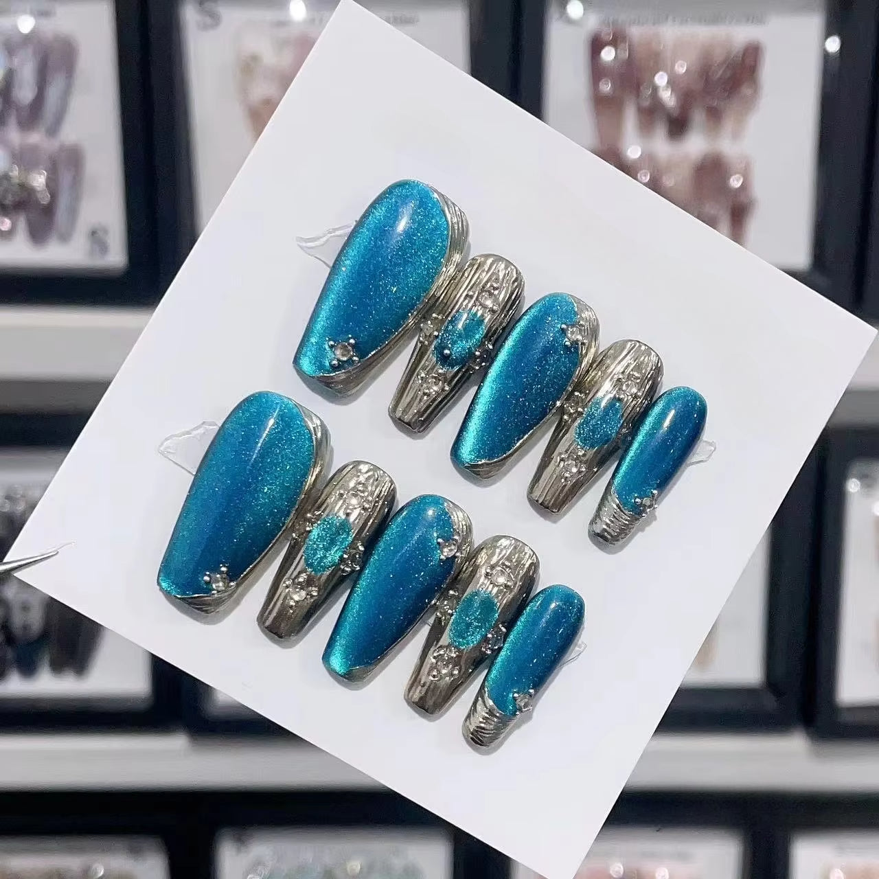 Blue Galaxy Cat's Eye Nail Enhancement