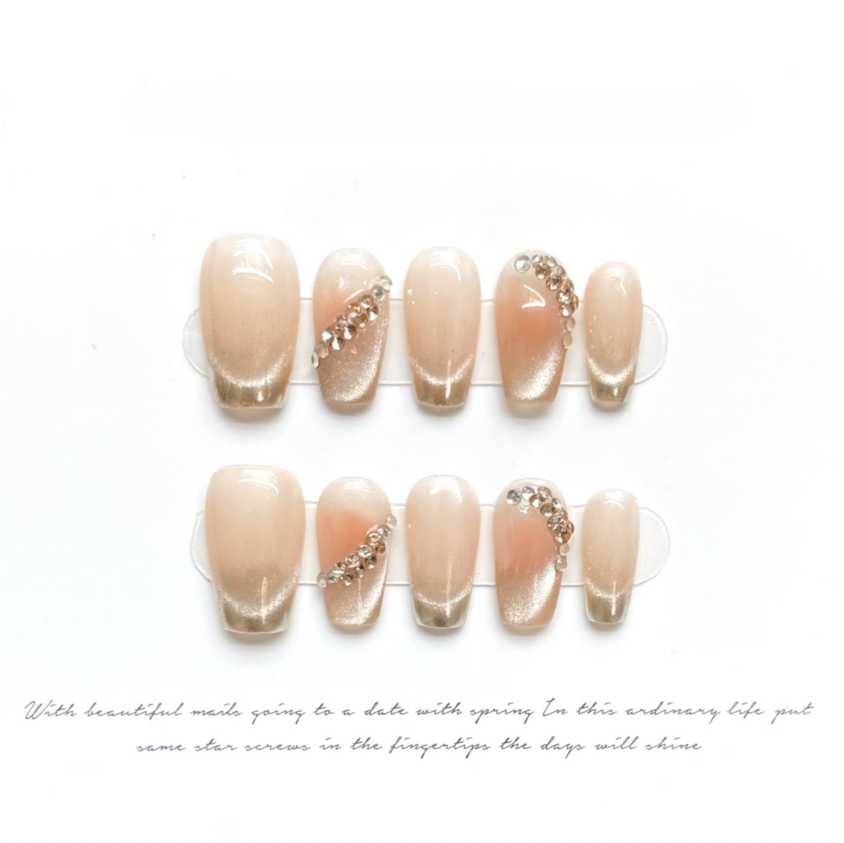 Diamond Blush Long Coffin Manicure